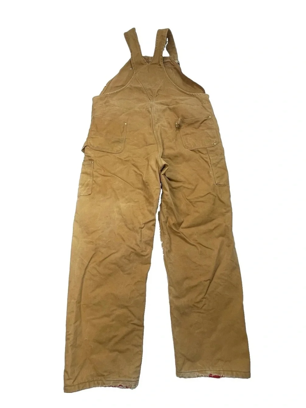Vintage Carhartt Quilt Lined Bib Overalls Mens Sz 52x32 Brown Insulated Workwear